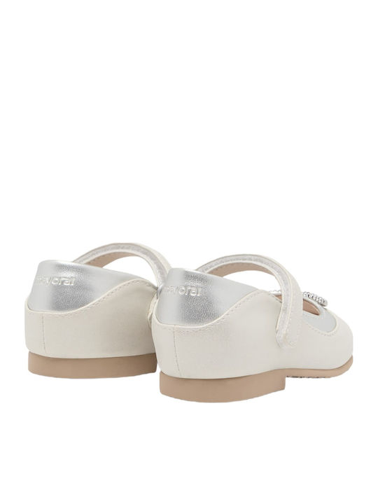 Kids Ballerinas with Hoop & Loop Closure Silver