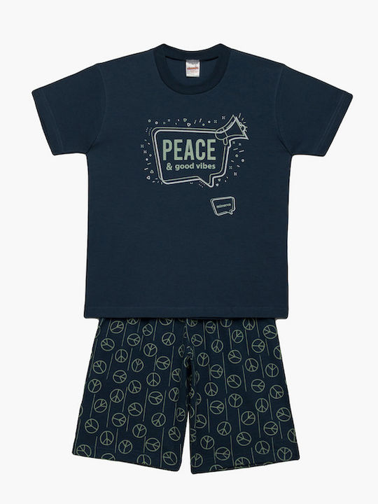 Minerva Kinder Schlafanzug Sommer Blau Peace