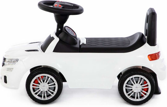 Polesie Super Car 6L Baby Push Walker Ride On for 12+ Months with Sounds White