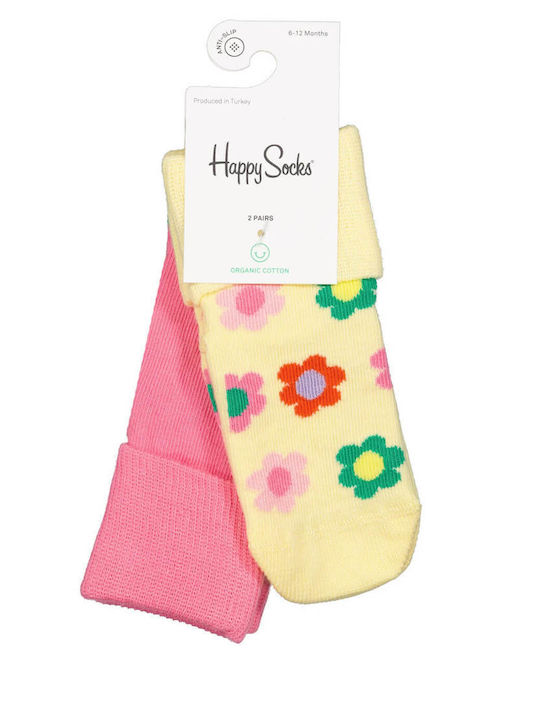 Happy Socks Girls 2 Pack Knee-High Socks Smiley Daisy Fuchsia