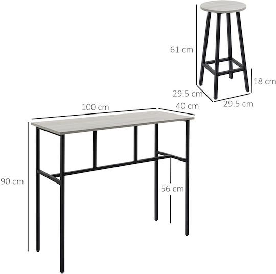 Τραπέζι Μπαρ με 5 Σκαμπό 100x40εκ.