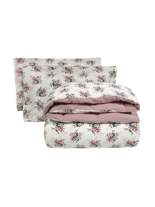 Das Home 9592 Coverlet Single Cotton Ecru / Green / Pomegranate 160x240cm