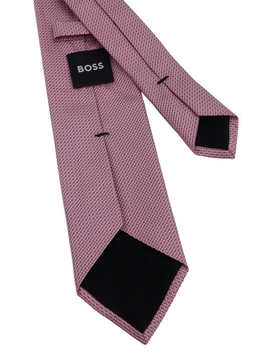 Hugo Boss Herren Krawatte Seide Gedruckt in Rosa Farbe