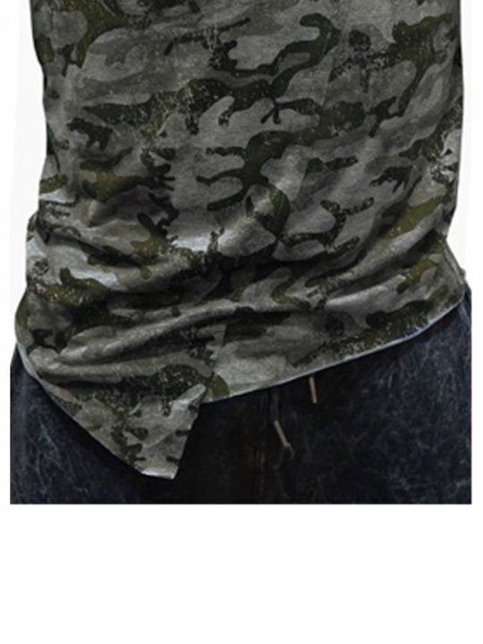 Luciano Faketti Men's fashion short-sleeved camouflage blouse green