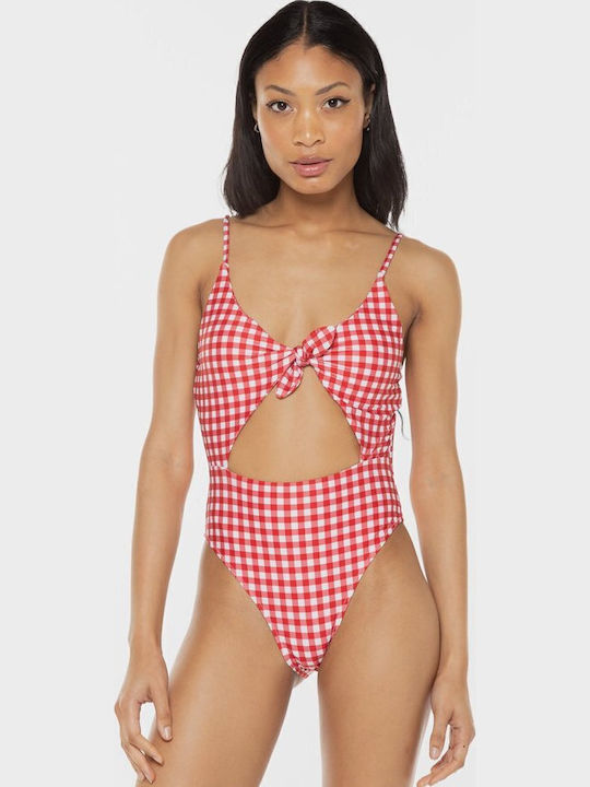 Swimsuit with Openings and Removable Padding Red