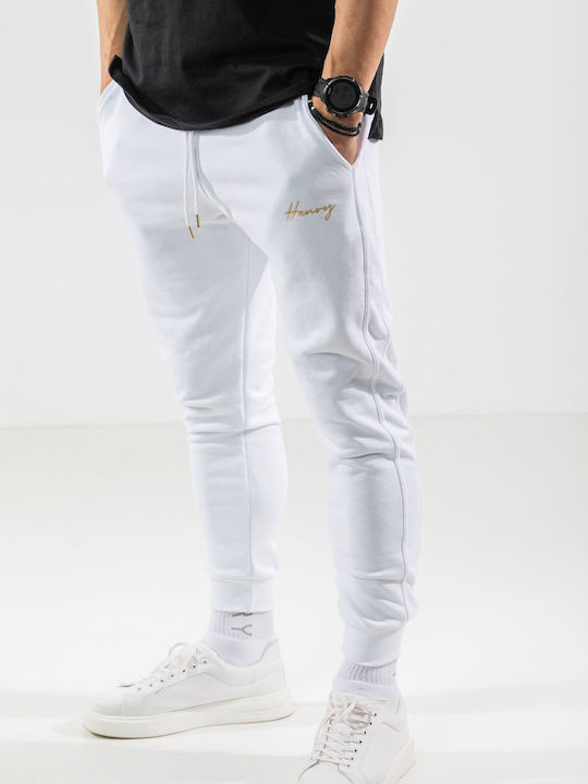 Henry Clothing Men's Sweatpants with Rubber White