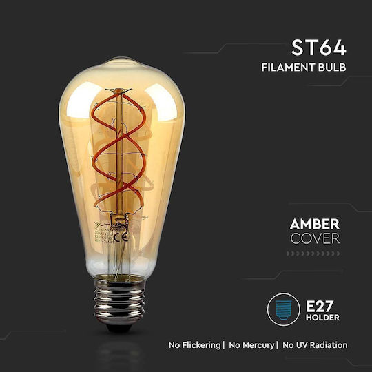 V-TAC LED Bulb 5W 143mm for Socket E27 and Shape ST64 Warm White 300lm