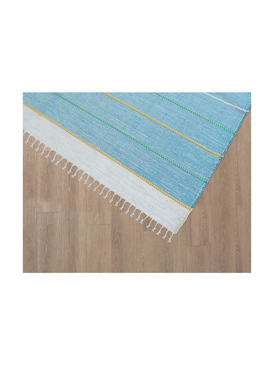 Newplan Ribella Handmade Rug Rectangular Summer Cotton with Fringes 700 Blue