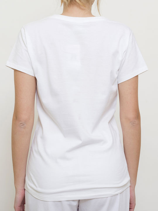Russell Athletic Γυναικείο T-shirt Λευκό με Στάμπα