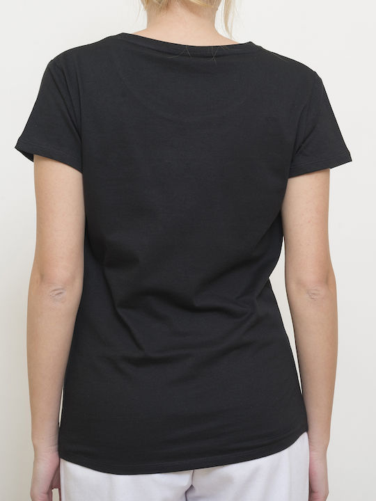 Russell Athletic Γυναικείο T-shirt Μαύρο με Στάμπα