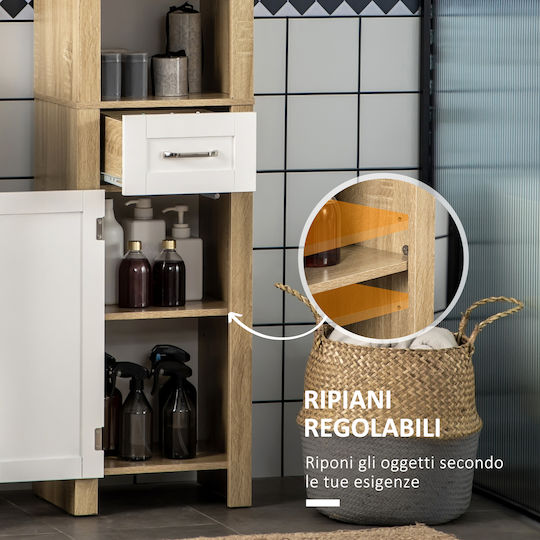 Kleankin Bathroom Cabinet L37xW30xH184cm Beige