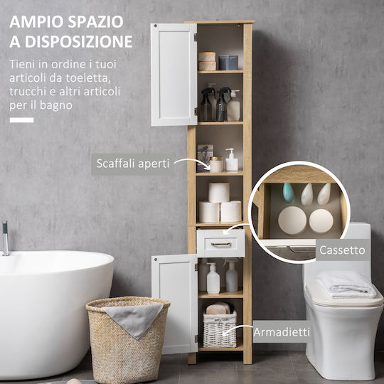 Kleankin Bathroom Cabinet L37xW30xH184cm Beige