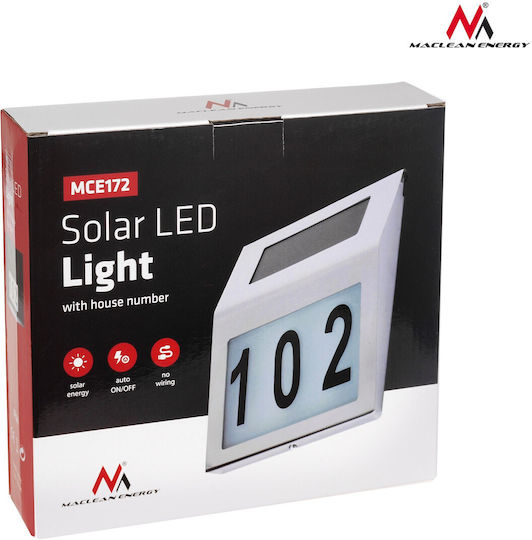 Maclean Energy Wall Mounted Solar Light House Number with Motion Sensor, Photocell and Remote Control