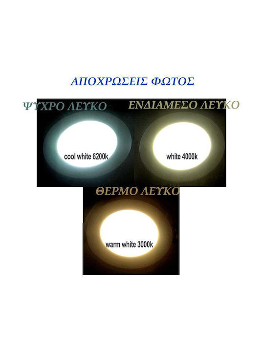 Adeleq Round Plastic Recessed Spot with Integrated LED and Warm White Light 5W White 9x9cm. 1pcs