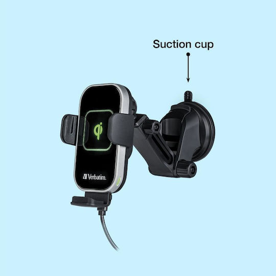 Verbatim FWC-02 Car Mobile Mount with Adjustable Hooks and Wireless Charging Black