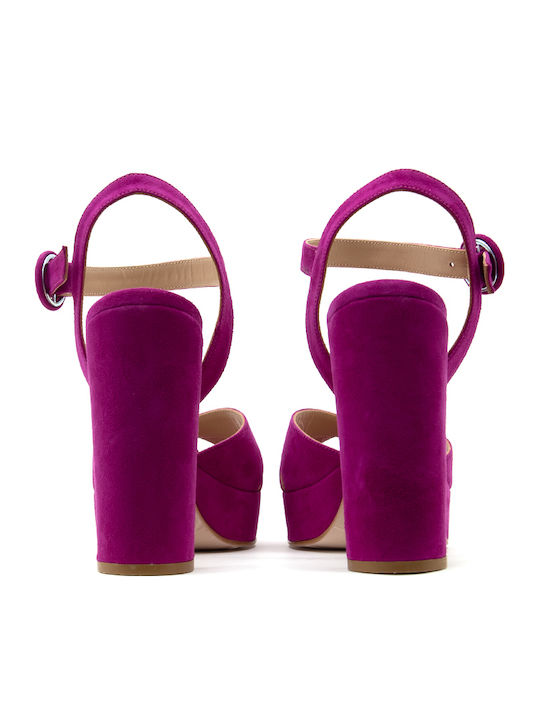 850F32 Suede Sandals Fuchsia