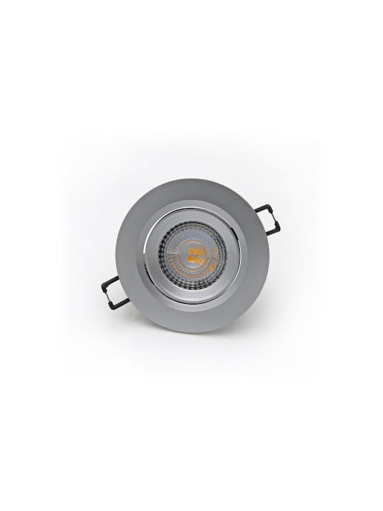 Adeleq Rotund Plastic Spot Încorporat cu LED Integrat și Lumină Alb Natural 5W Reglabil Argintiu 9x9cm. 1buc