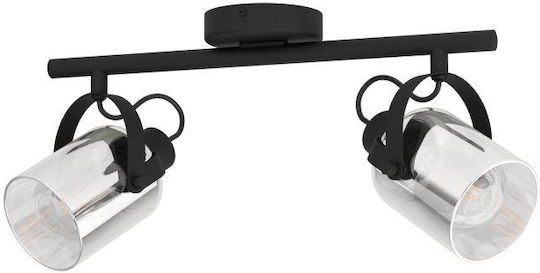 Eglo Berregas Double Spot with Socket E27 in Black Color Eglo Berregas Double Spot with Socket E27 in Black Color