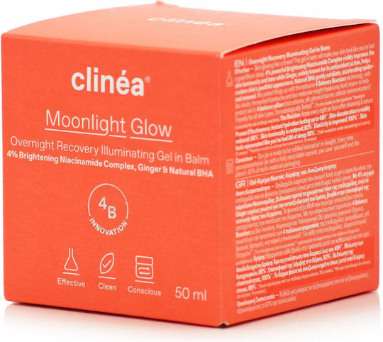Clinea Moonlight Glow Gel Προσώπου Νυκτός για Αντιγήρανση & Λάμψη με Νιασιναμίδη & Πρεβιοτικά 50ml