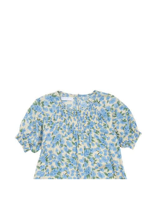 Funky Kids Dress Floral Short Sleeve Light Blue