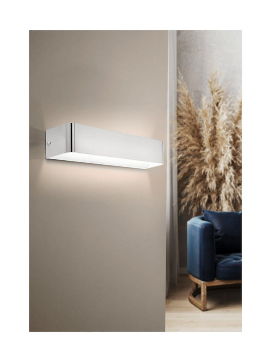 Eglo Sania Modern Wall Lamp with Integrated LED and Warm White Light Silver Width 36.5cm