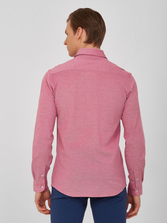 Cămașă slim fit HD x Vardas din bumbac magenta, SPORT monocrom, pentru serile de business, casual, sacou și nunți