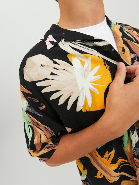 Short-sleeved Shirt Floral Black