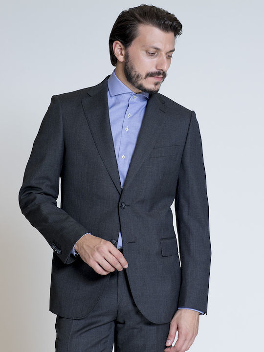 Suit with small pattern Tollegno 1900 modern fit Don Hering Steel/ Charcoal WOOL SMALL PATTERN EVENING, ALL DAY, BUSINESS