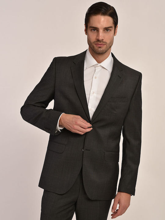 Semi-Canvas Suit Super 110's modern fit Kaiserhoff GRAY MONOCHROME EVENING, ALL DAY, BUSINESS, GROOM