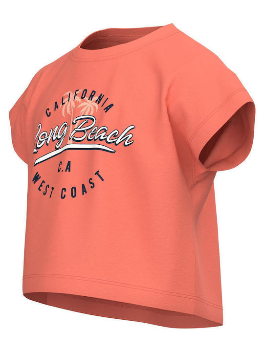 Kids' Crop Top Short Sleeve Coral