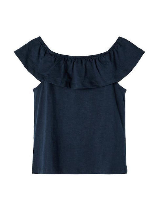 Name It Kids Blouse Short Sleeve Navy Blue