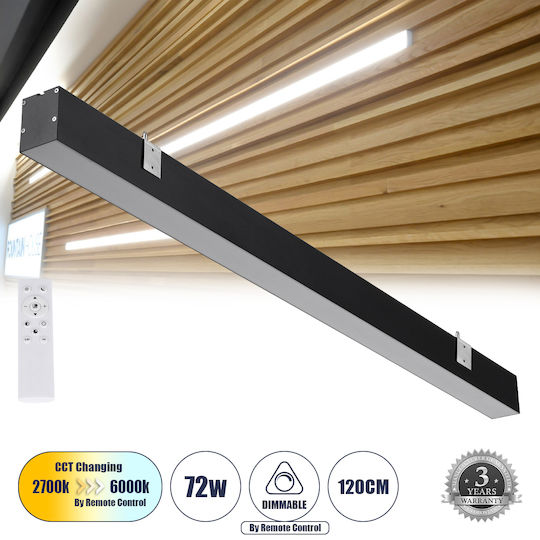 GloboStar Orion 61030-W Commercial Linear Recessed LED Wall Light 72W Warm to Cool White IP20 Dimmable L120xD5.5xH7cm