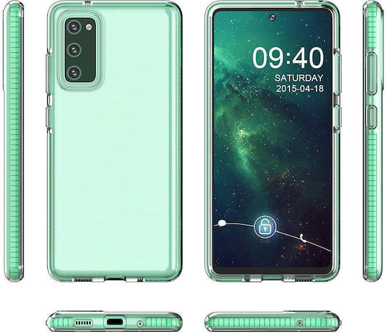 Hurtel Spring Back Cover Σιλικόνης 1mm Διάφανο / Τιρκουάζ (Galaxy A02s)