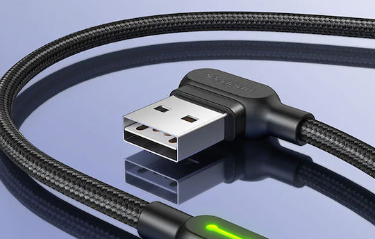 Mcdodo Braided / Angle (90°) USB-A to Lightning Cable Μαύρο 3m (CA-4679)