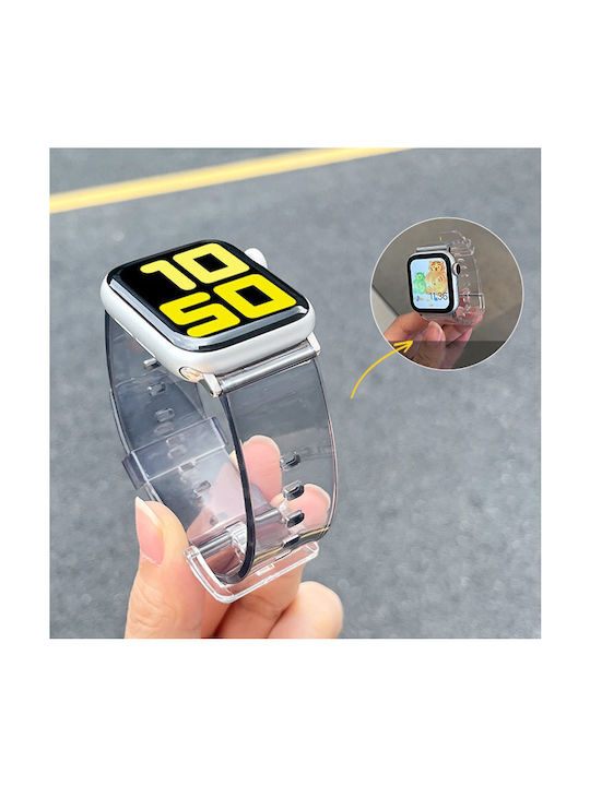 Hurtel Light Strap Silicone Transparent/Black (Apple Watch 44/45