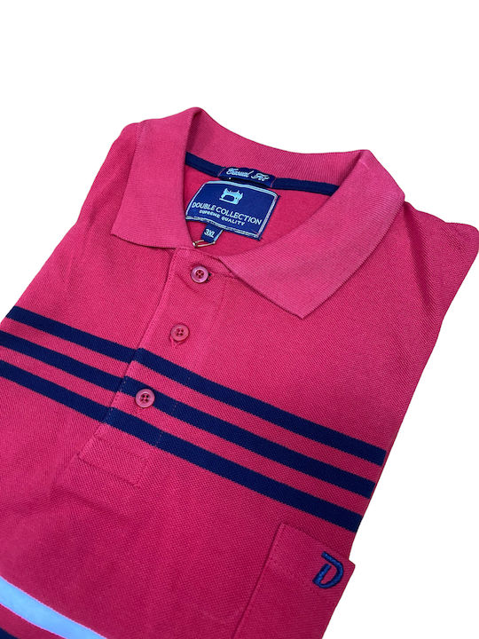 Double Men's Short Sleeve Blouse Polo Red