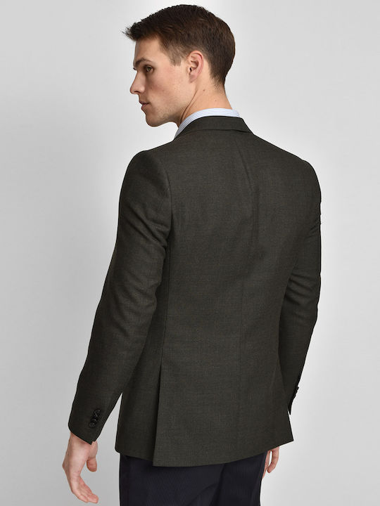 Slim fit Donini suit jacket with small pattern, Olive, WOOL SMALL PATTERN ALL DAY