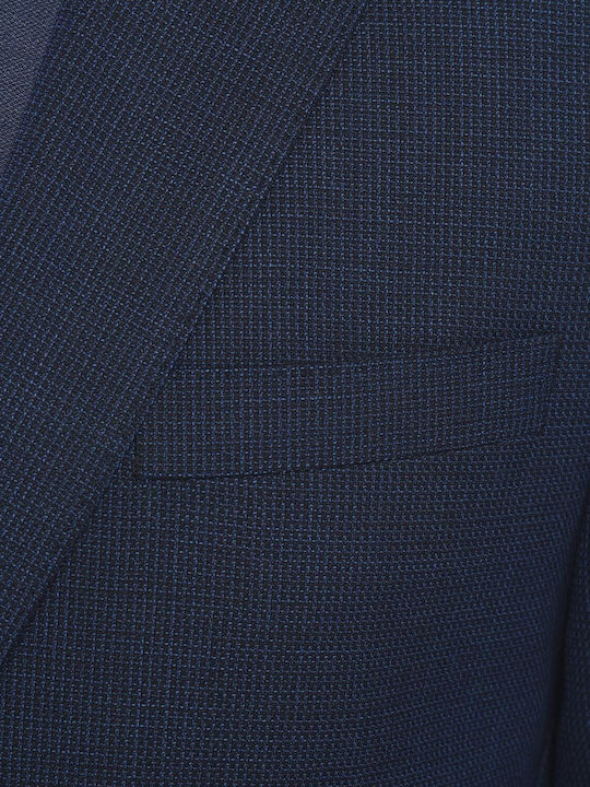 Modern fit Kaiserhoff Blue Wool Monochrome All Day, Business Semi-Canvas Jacket