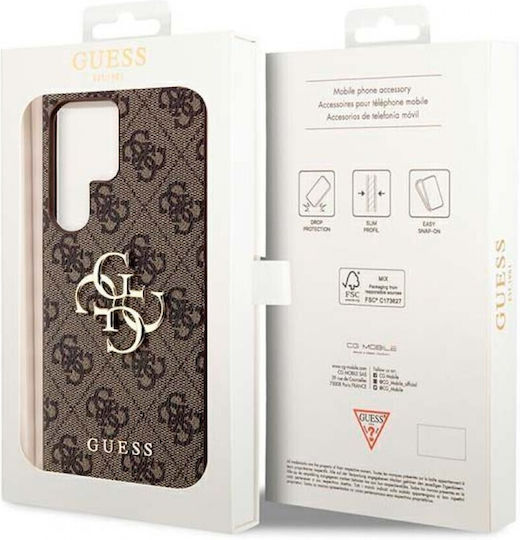 Guess Metal Logo Back Cover Δερματίνης / Πλαστικό Καφέ (Galaxy S23 Ultra)