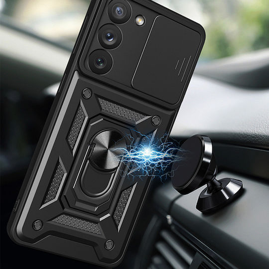 Hurtel Hybrid Armor Camshield Umschlag Rückseite Kunststoff / Silikon Rot (Galaxy S23+)