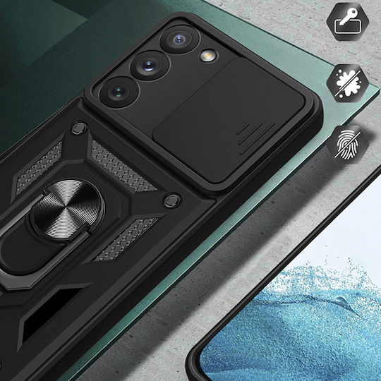 Hurtel Hybrid Armor Camshield Umschlag Rückseite Kunststoff / Silikon Rot (Galaxy S23+)