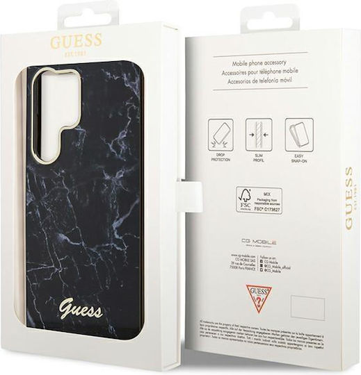 Guess Marble Marble Back Cover Plastic Black / Black (Galaxy S23 Ultra)