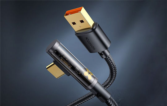 Mcdodo CA-3380 Angle (90°) / Braided USB 2.0 Cable USB-C male - USB-A / USB-C 100W PD Μαύρο 1.2m CA-3380