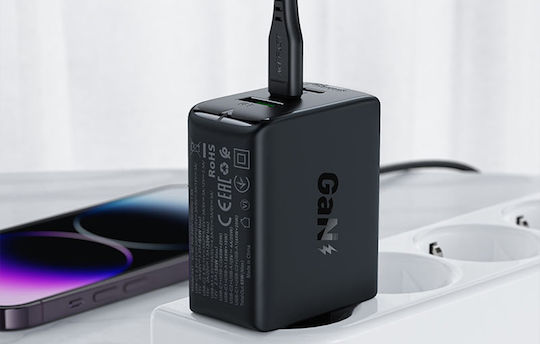 Acefast Wireless Charger GaN With USB-A Port And 2 USB-C Ports 65W Power Delivery Quick Charge 2.0 Quick Charge 3.0 Quick Charge 4+ Black