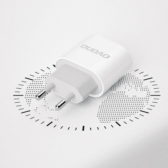 Dudao Φορτιστής με Θύρα USB-C και Καλώδιο USB-C - Lightning 20W Power Delivery Λευκός (A8SEU)