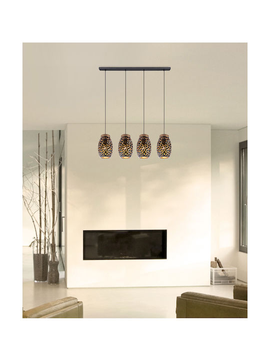 Globo Lighting Narri Pendant Chandelier Rail for 4 Bulbs E27 Black