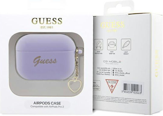 Guess Charm Heart Collection Θήκη Σιλικόνης σε Μωβ χρώμα για Apple AirPods Pro 2