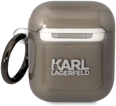 Karl Lagerfeld Karl`s Head Θήκη Σιλικόνης με Γάντζο Black για Apple AirPods