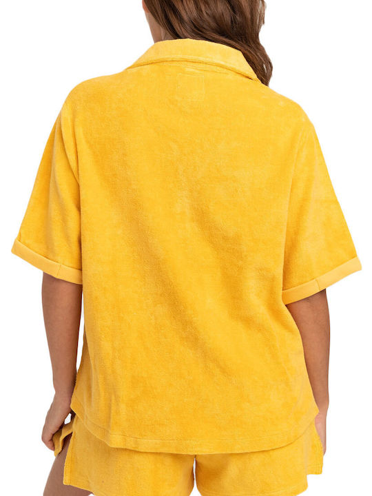 Billabong Women's Monochrome Short Sleeve Shirt Yellow