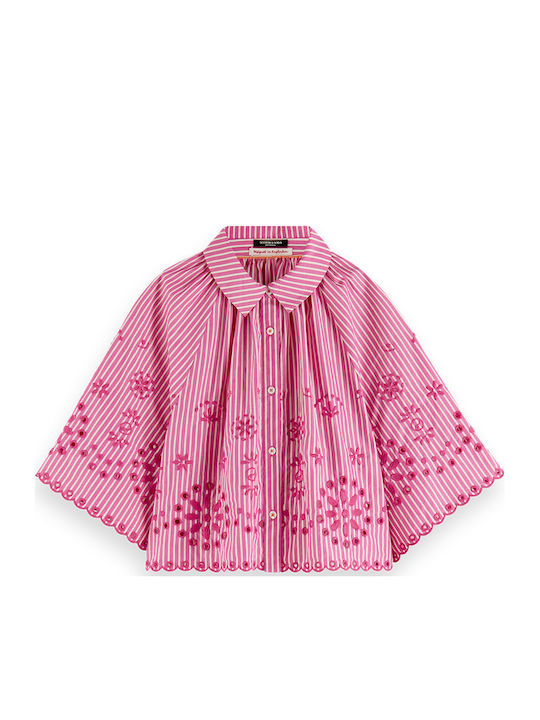 Anglaise Langärmelig Damen Hemd Rosa Gestreift